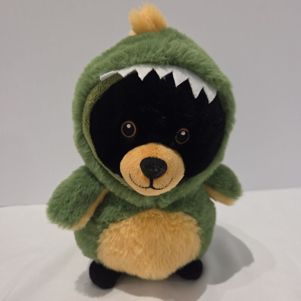 Rare Wishpets Shuggy 2024 Black Bear Dino Costume T Rex Green 8"